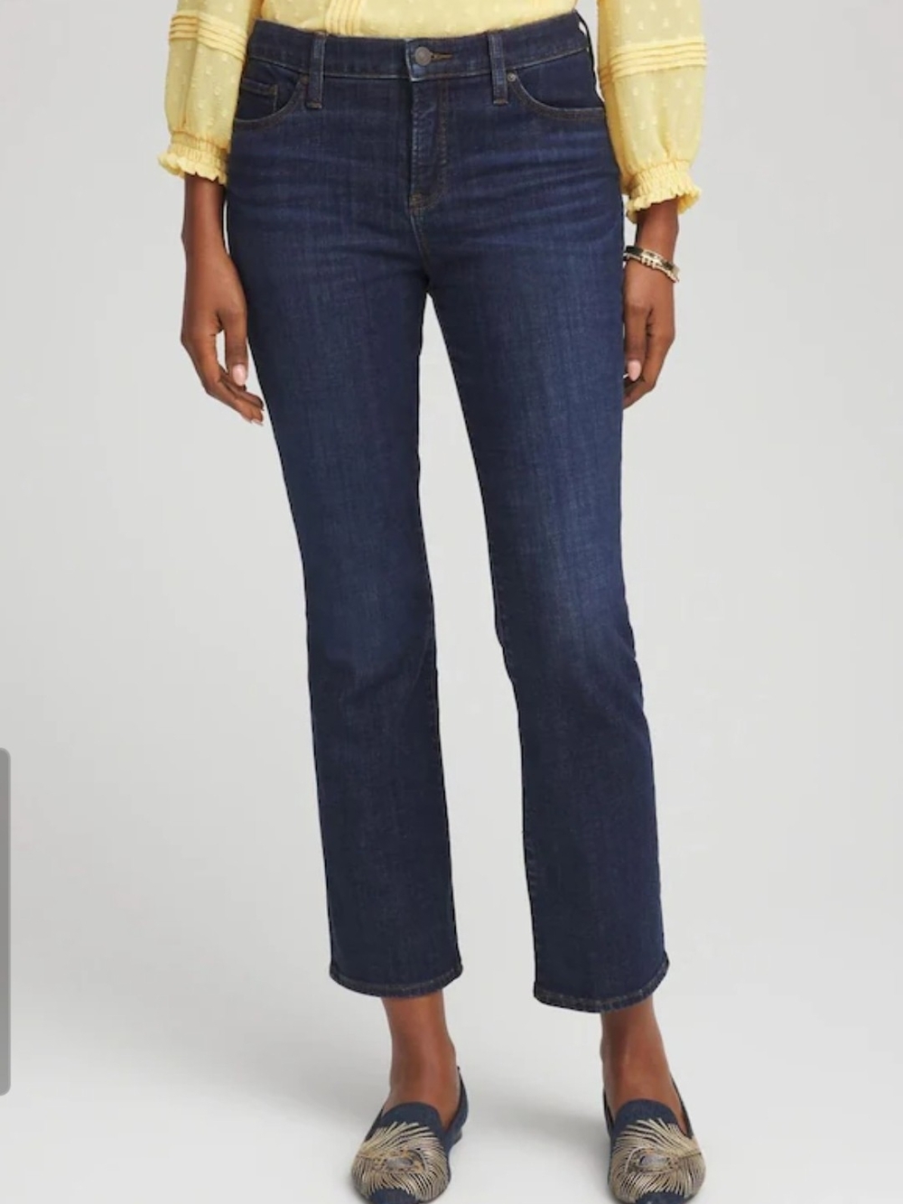 Chico's Dark Blue Cropped So Slimming Girlfriend Kick Flare Jeans Chico's
